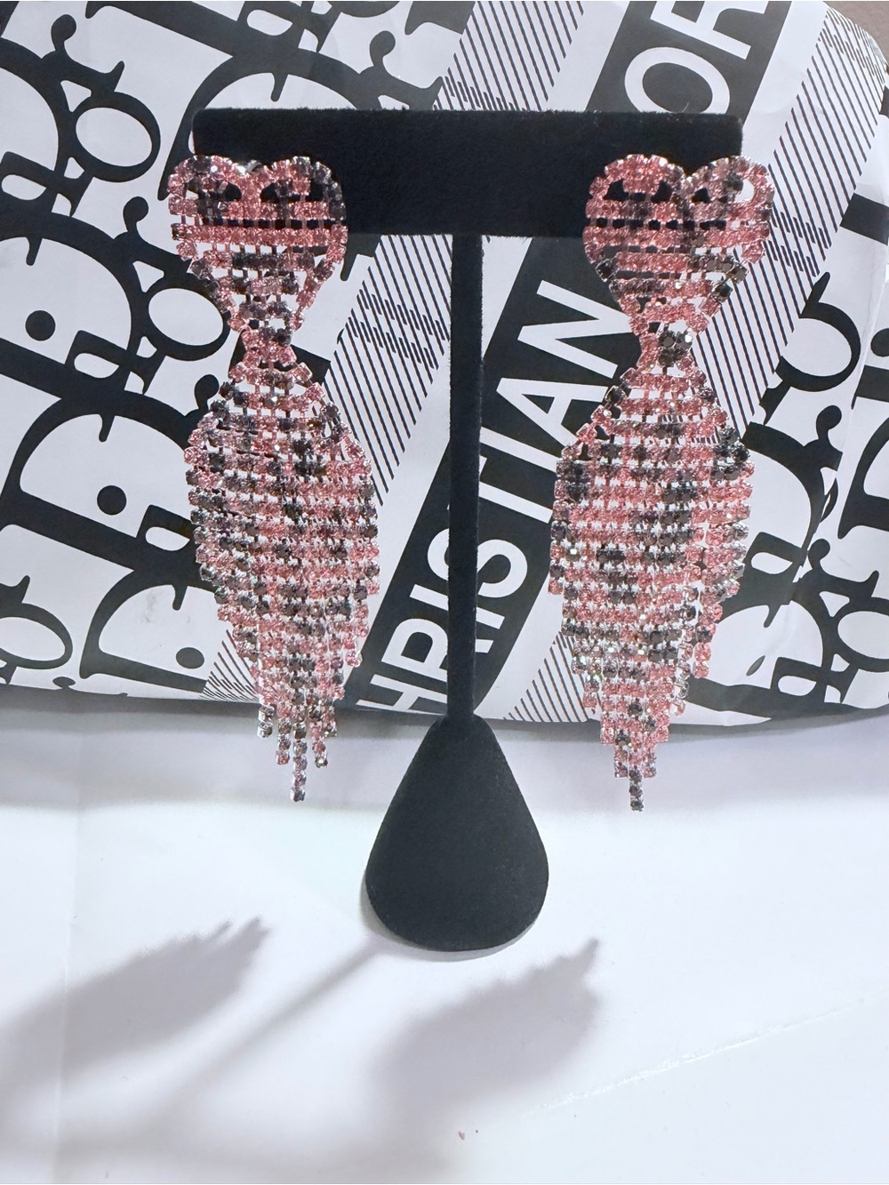 Pink Crystal Fringe Drop Earrings - Brand: Ariol